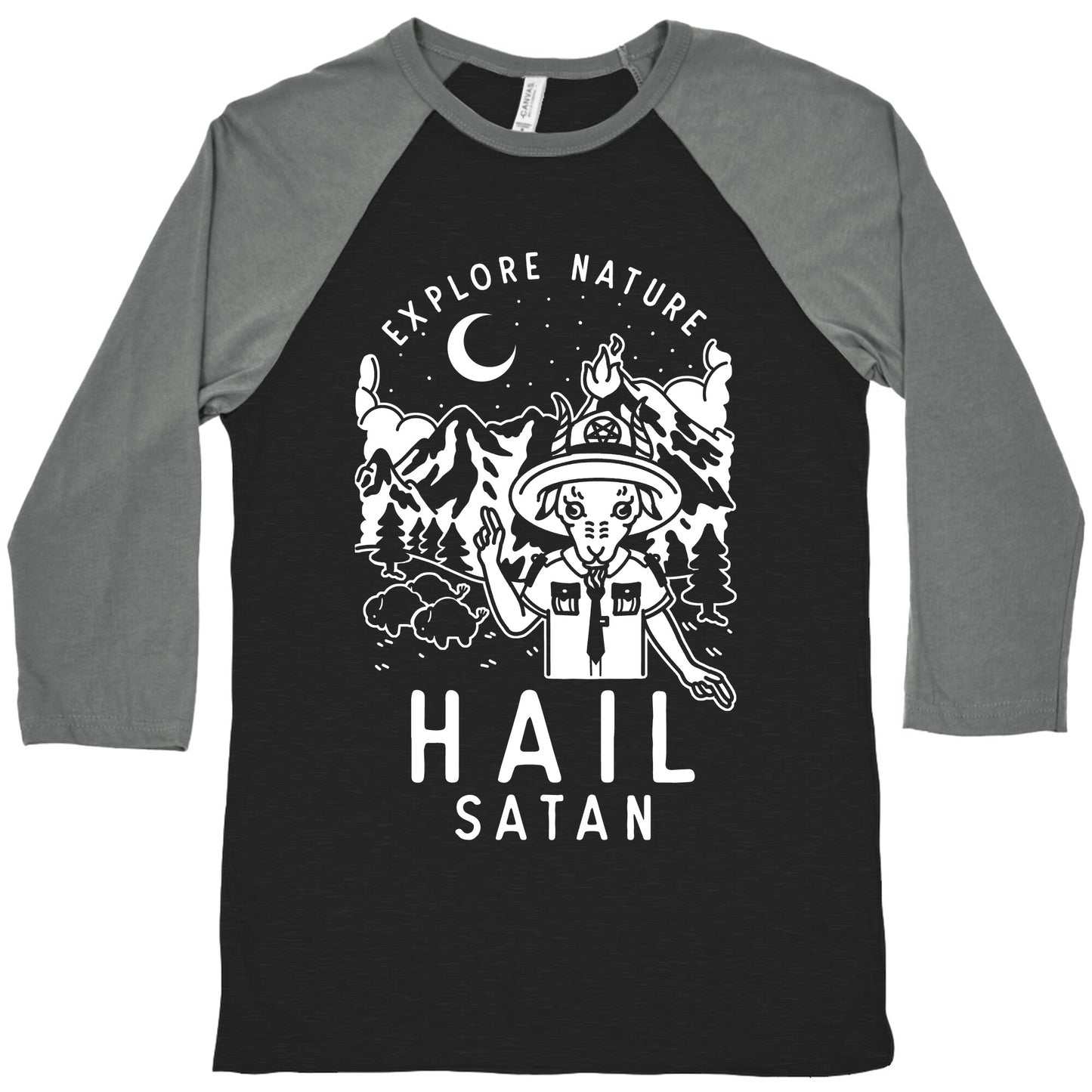 Explore Nature Hail Satan Baseball Tee