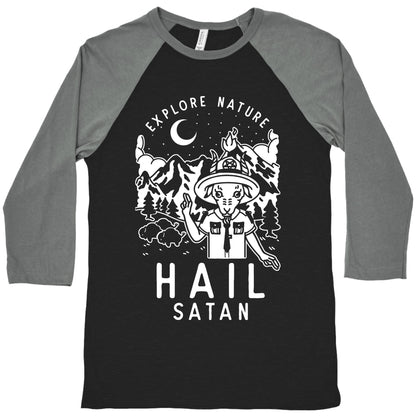 Explore Nature Hail Satan Baseball Tee