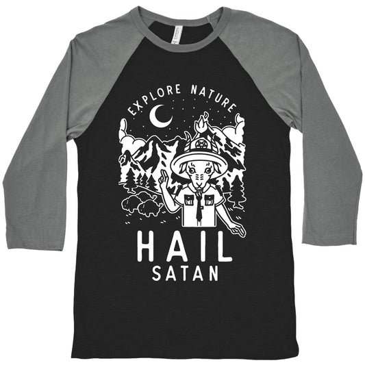 Explore Nature Hail Satan Baseball Tee