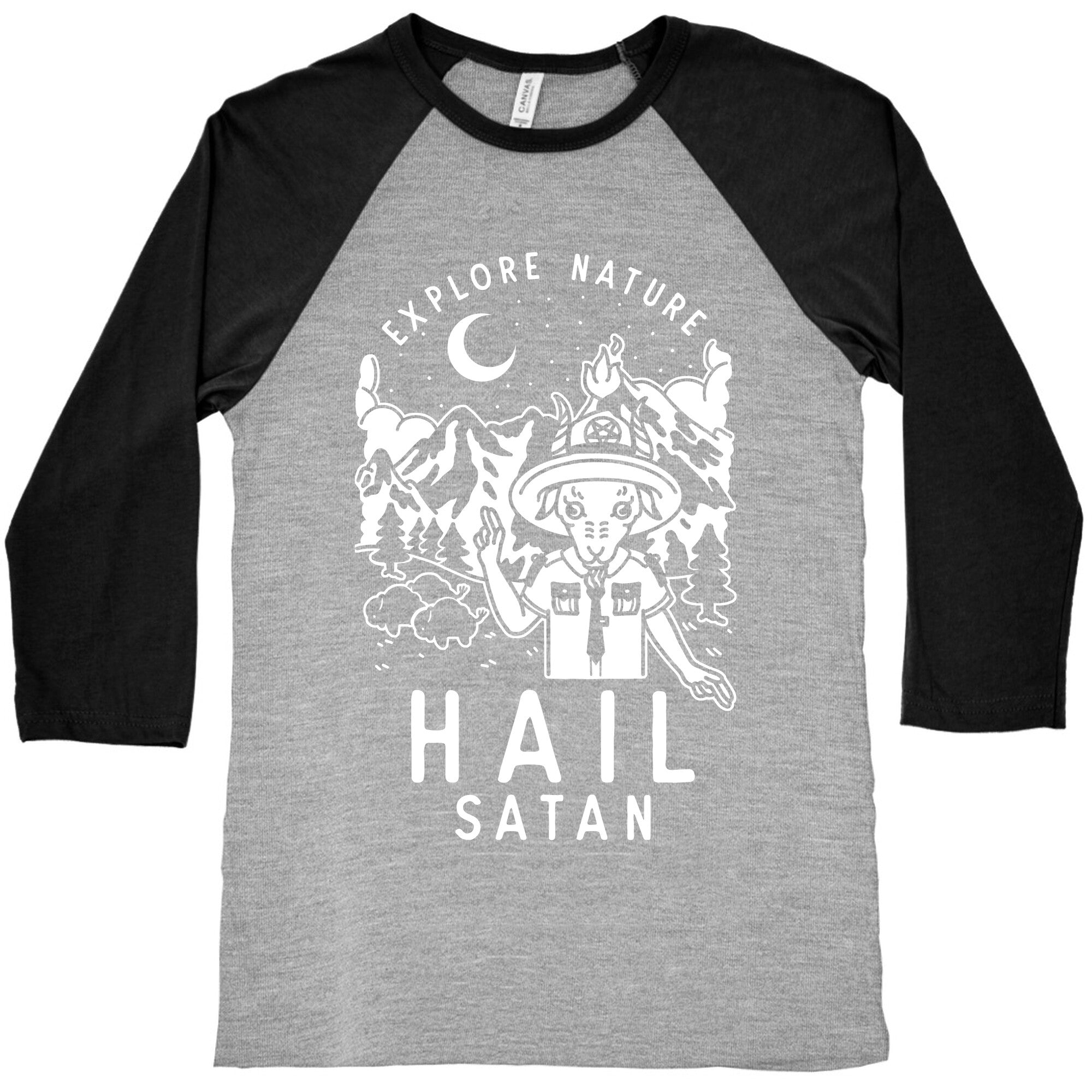 Explore Nature Hail Satan Baseball Tee