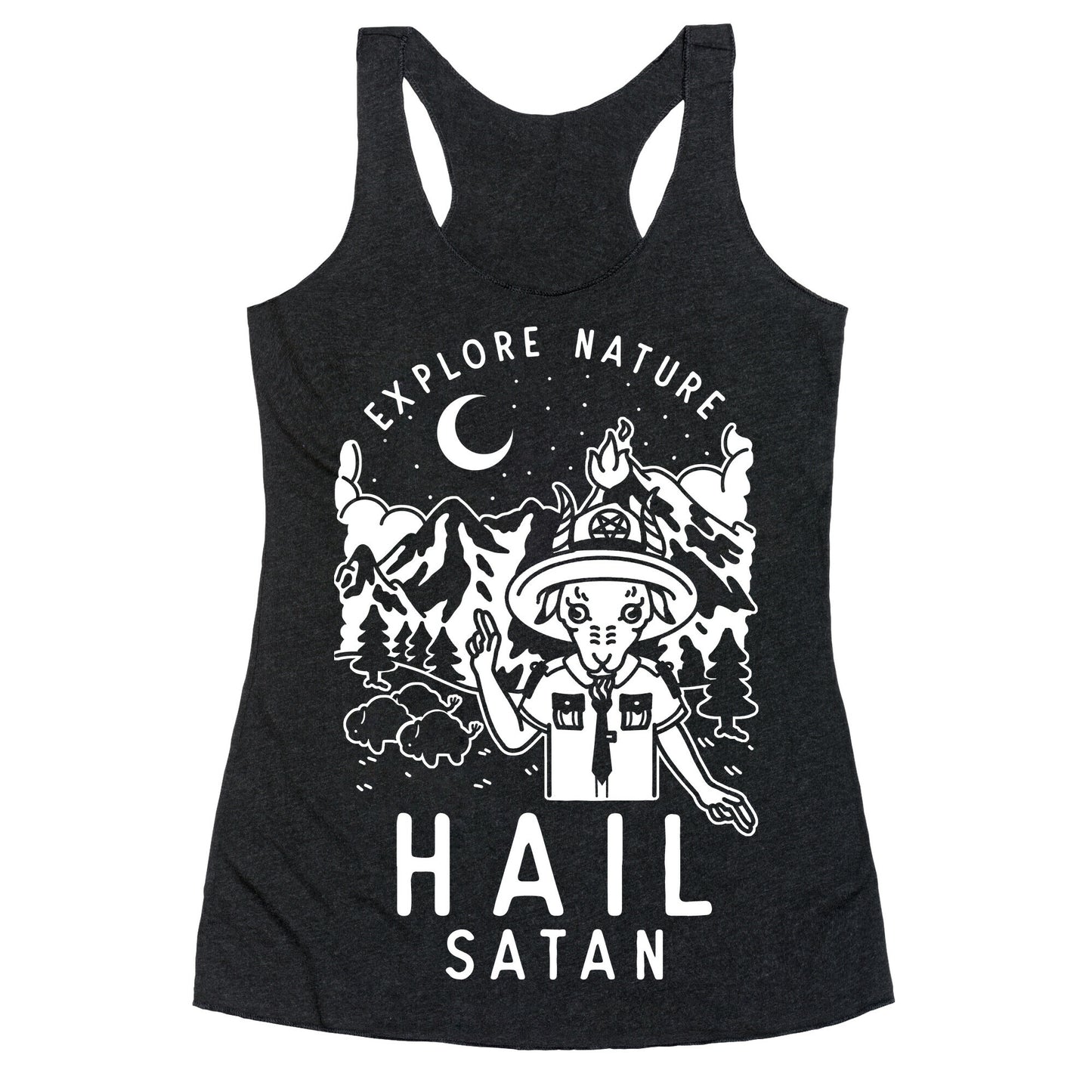 Explore Nature Hail Satan Racerback Tank