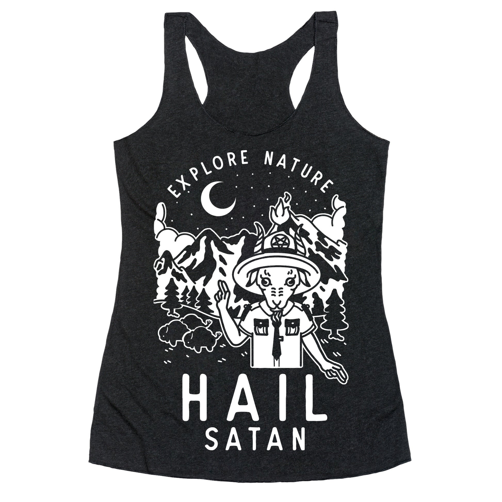 Explore Nature Hail Satan Racerback Tank