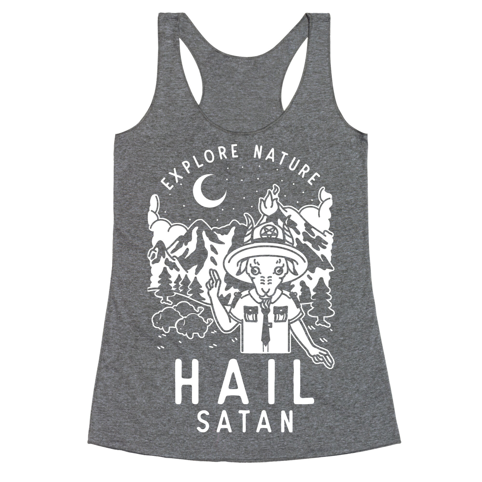 Explore Nature Hail Satan Racerback Tank