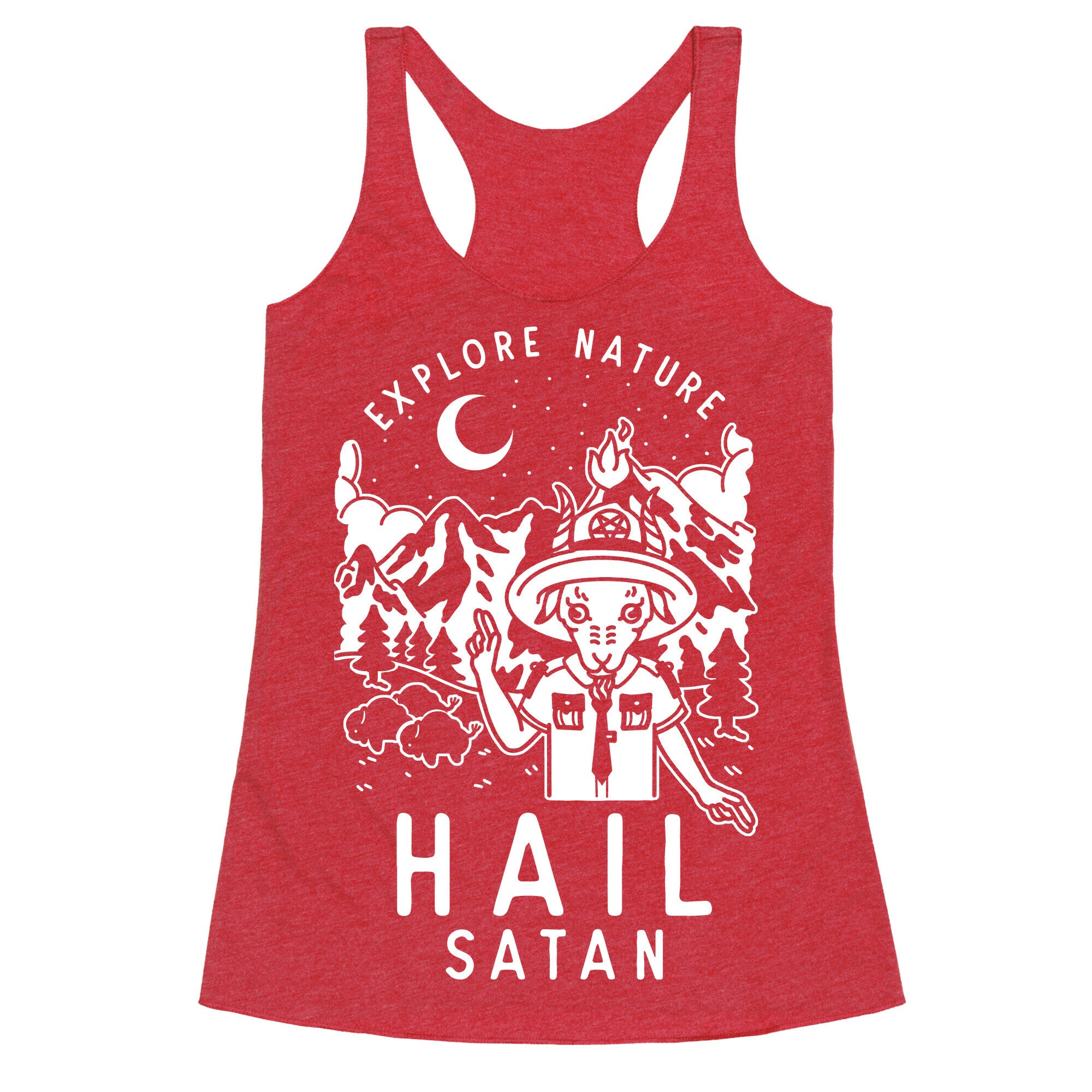 Explore Nature Hail Satan Racerback Tank