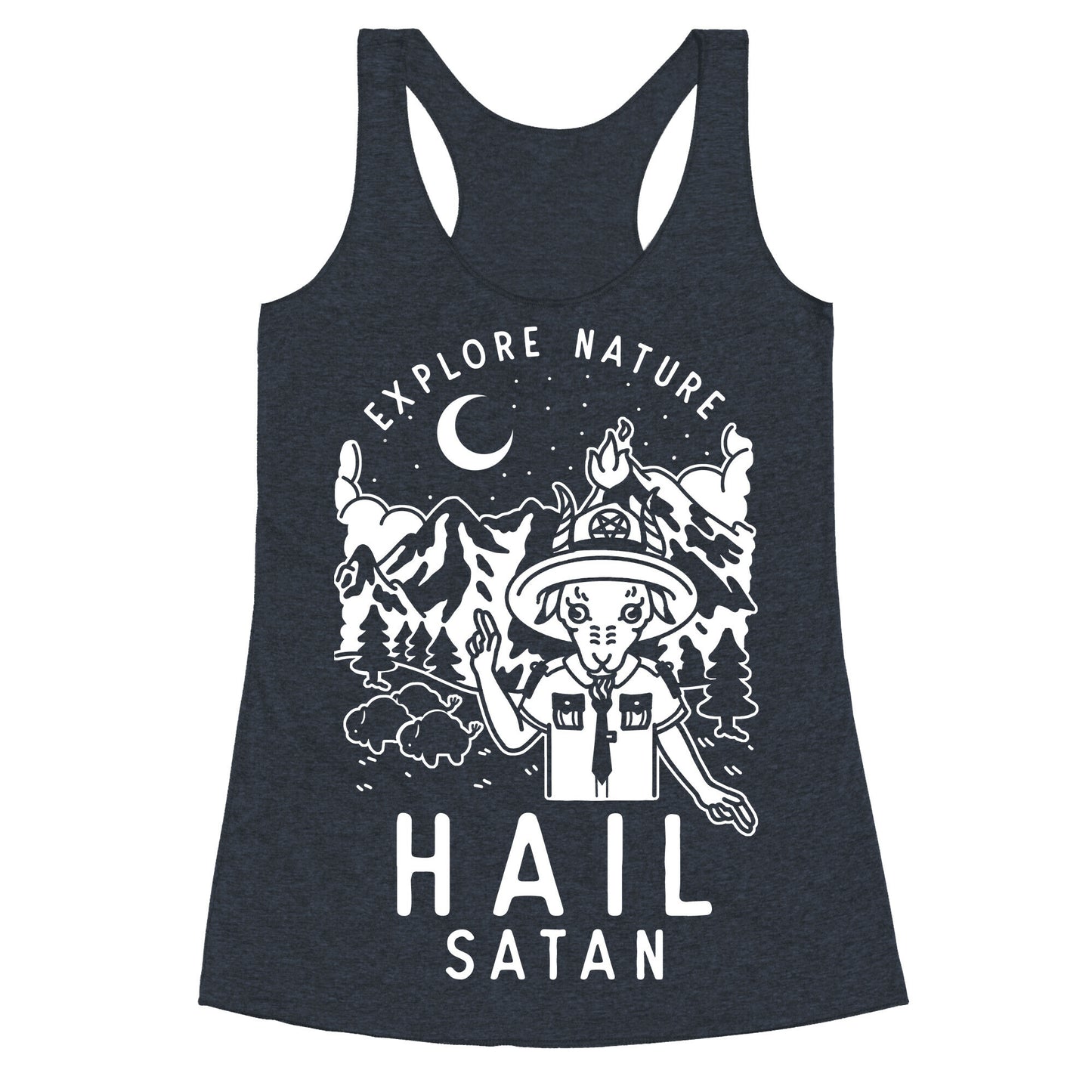 Explore Nature Hail Satan Racerback Tank
