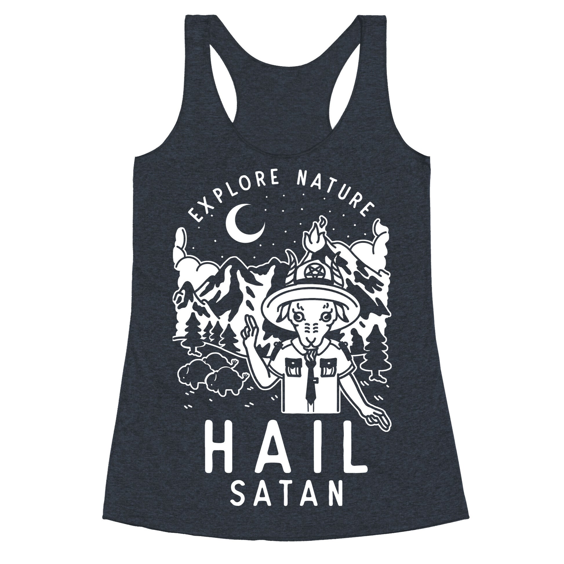 Explore Nature Hail Satan Racerback Tank