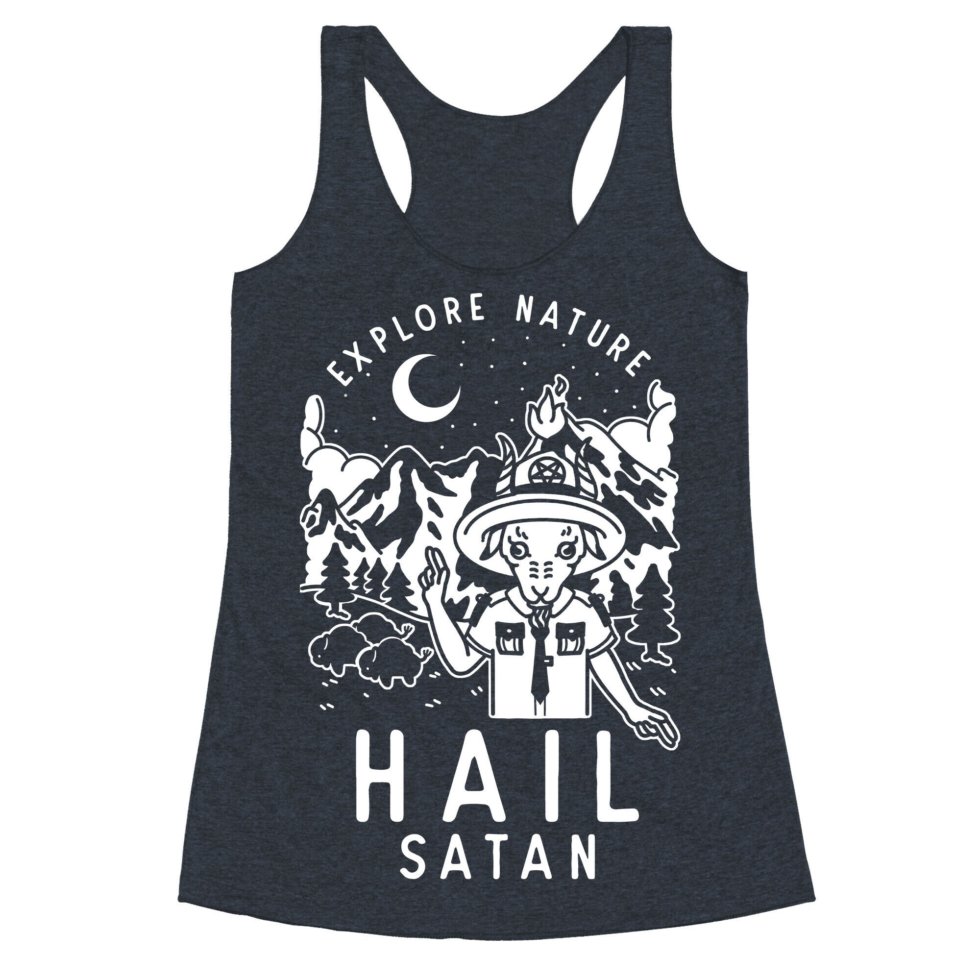 Explore Nature Hail Satan Racerback Tank
