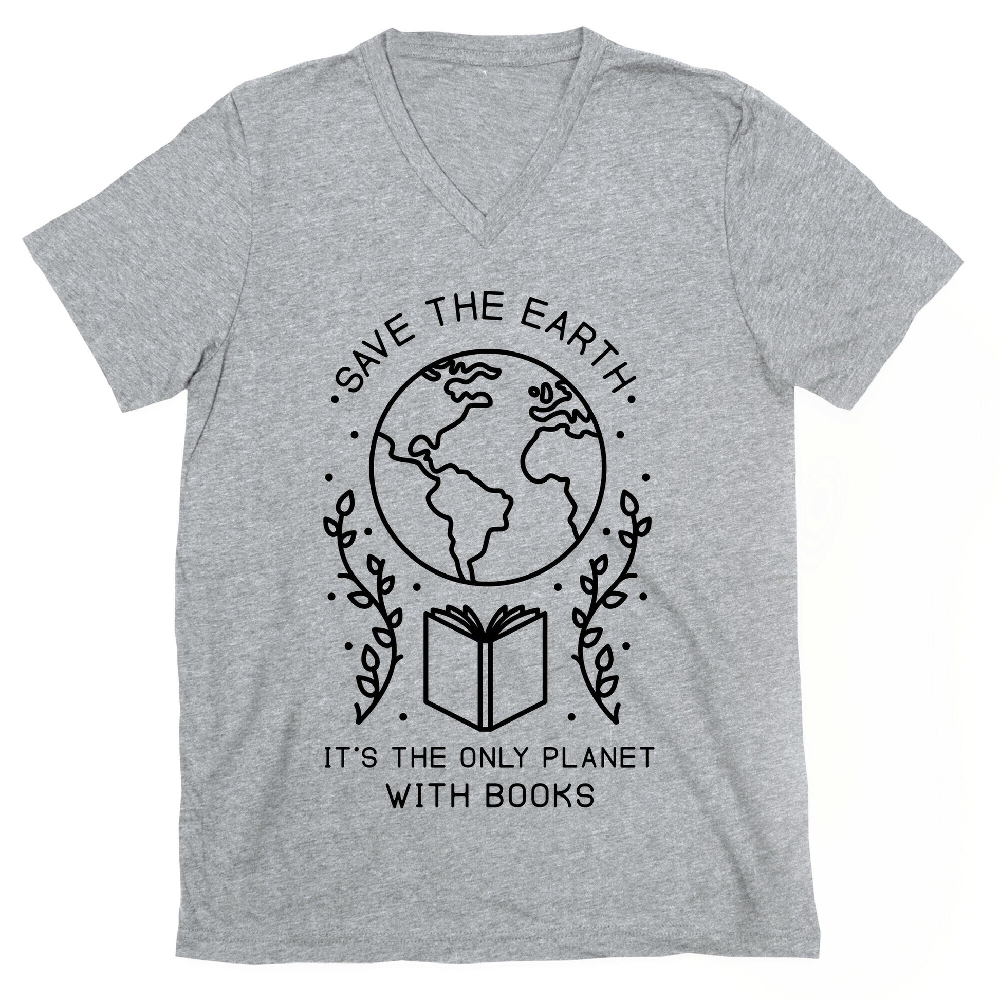 Save the Earth it's the Only Planet With Books V-Neck