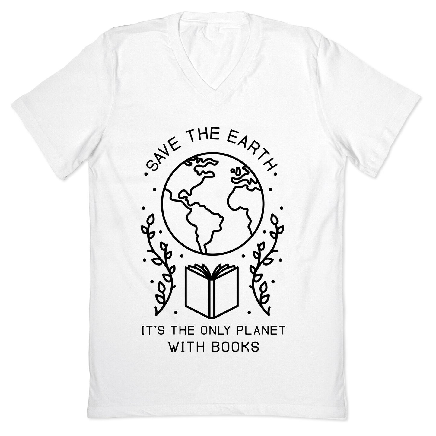 Save the Earth it's the Only Planet With Books V-Neck