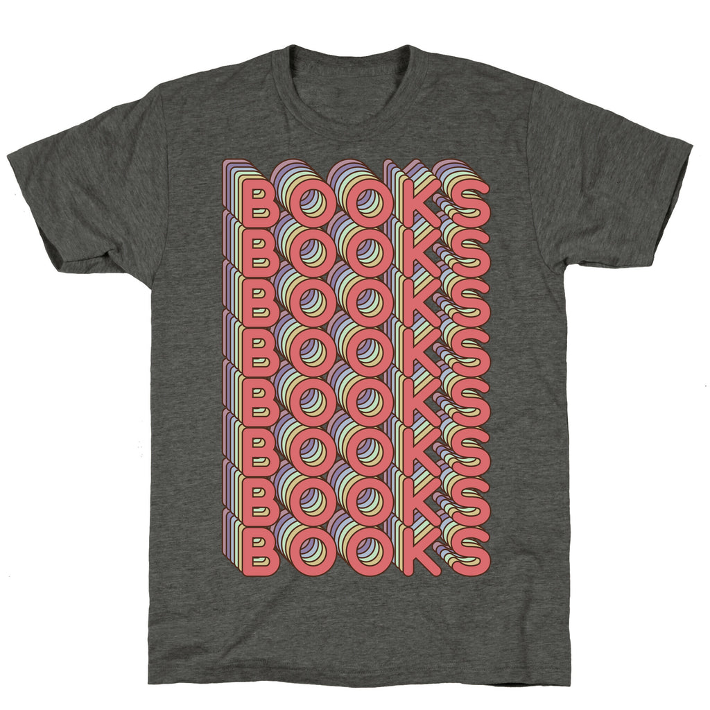 Books Retro Rainbow  Unisex Triblend Tee