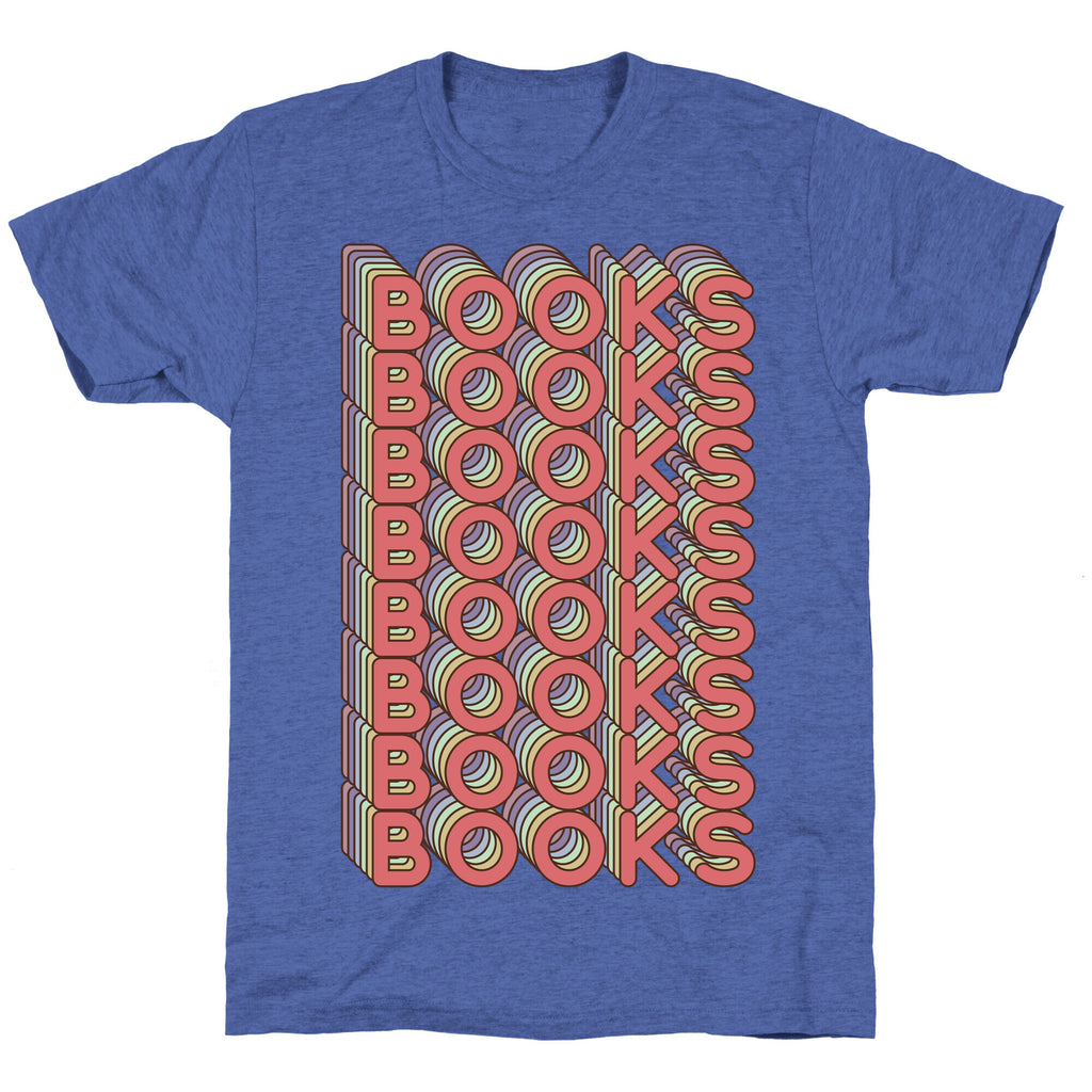 Books Retro Rainbow  Unisex Triblend Tee