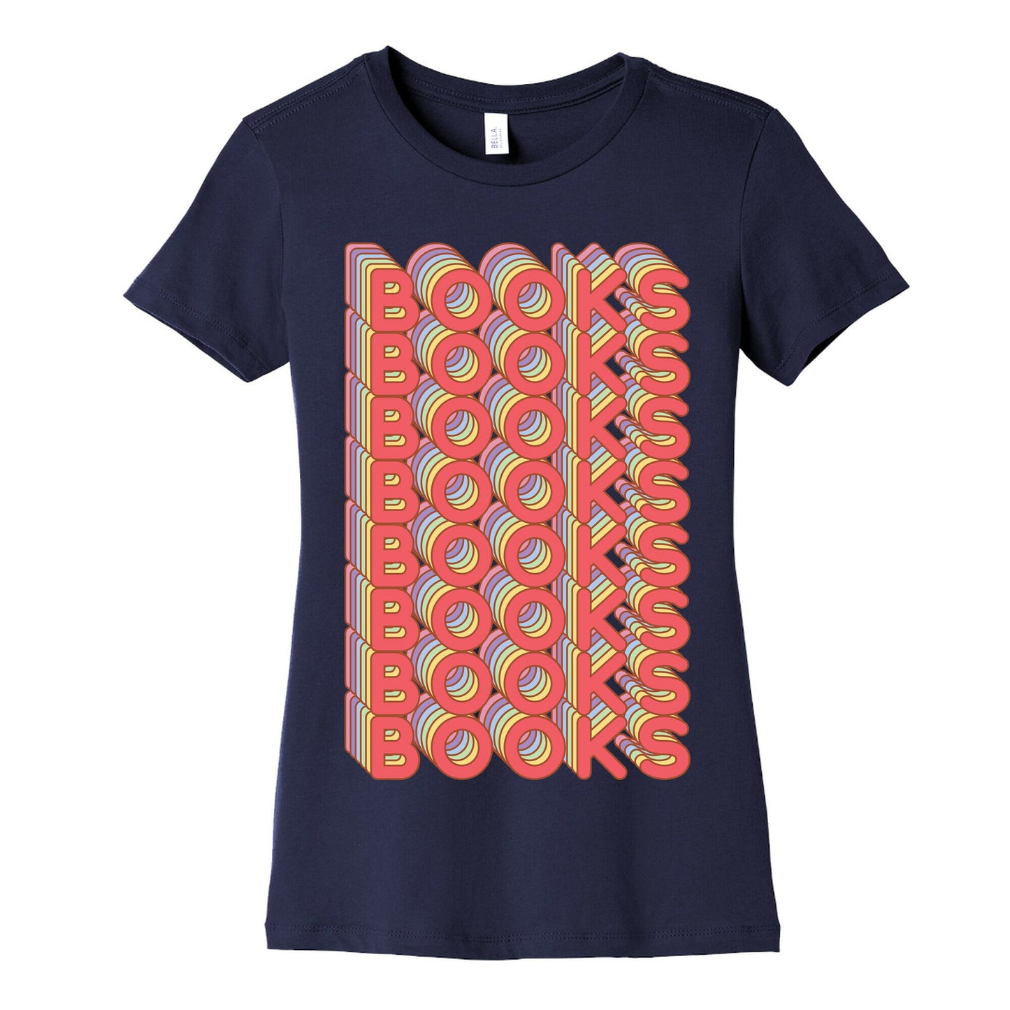 Books Retro Rainbow  Women's Cotton Tee