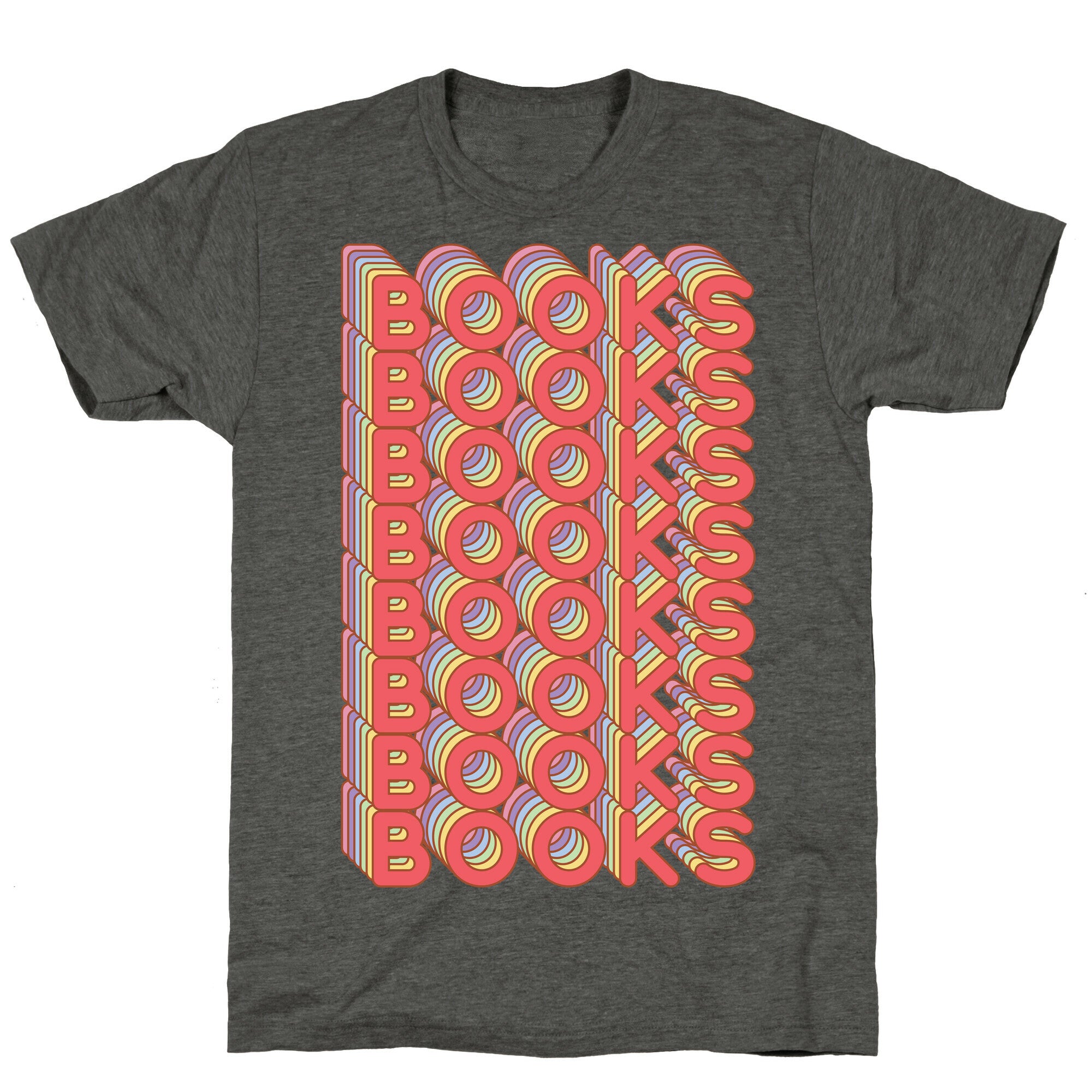 Books Retro Rainbow  Unisex Triblend Tee