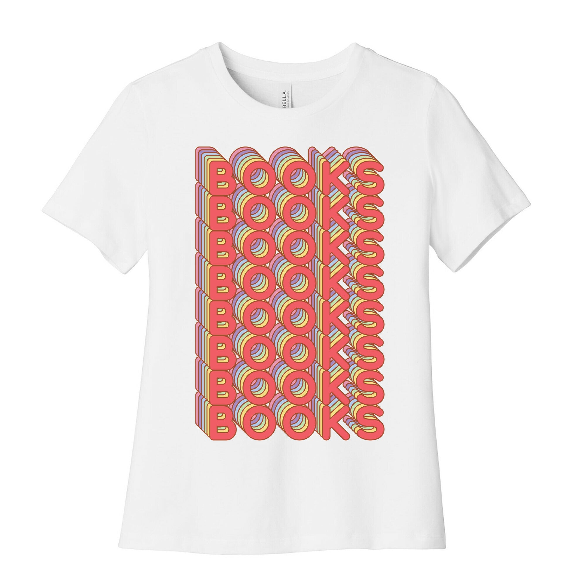 Books Retro Rainbow  Women's Cotton Tee