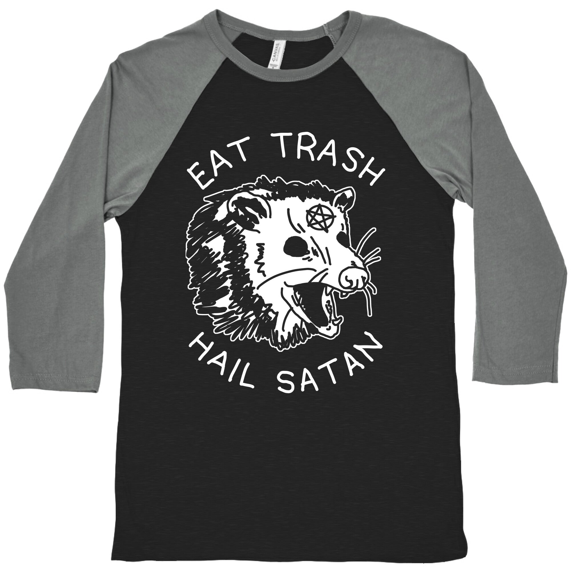 Eat Trash Hail Satan Possum Baseball Tee