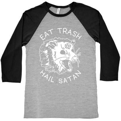 Eat Trash Hail Satan Possum Baseball Tee