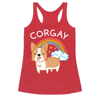 Corgay Gay Corgi  Racerback Tank