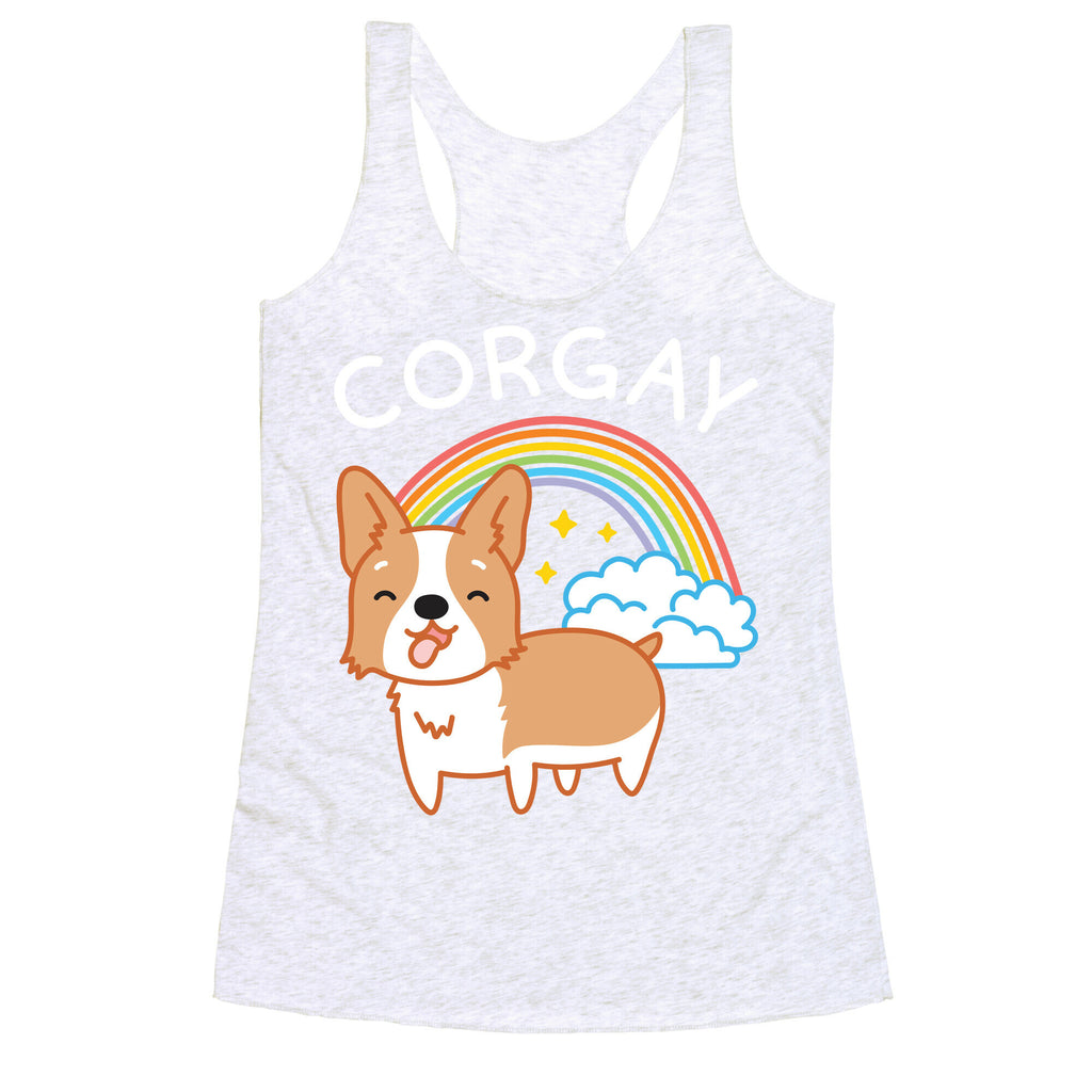 Corgay Gay Corgi  Racerback Tank