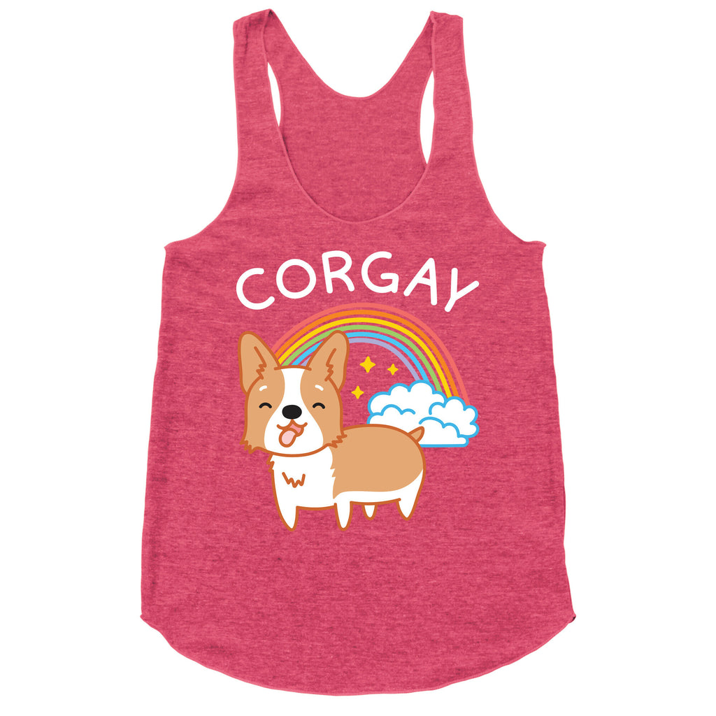 Corgay Gay Corgi  Racerback Tank
