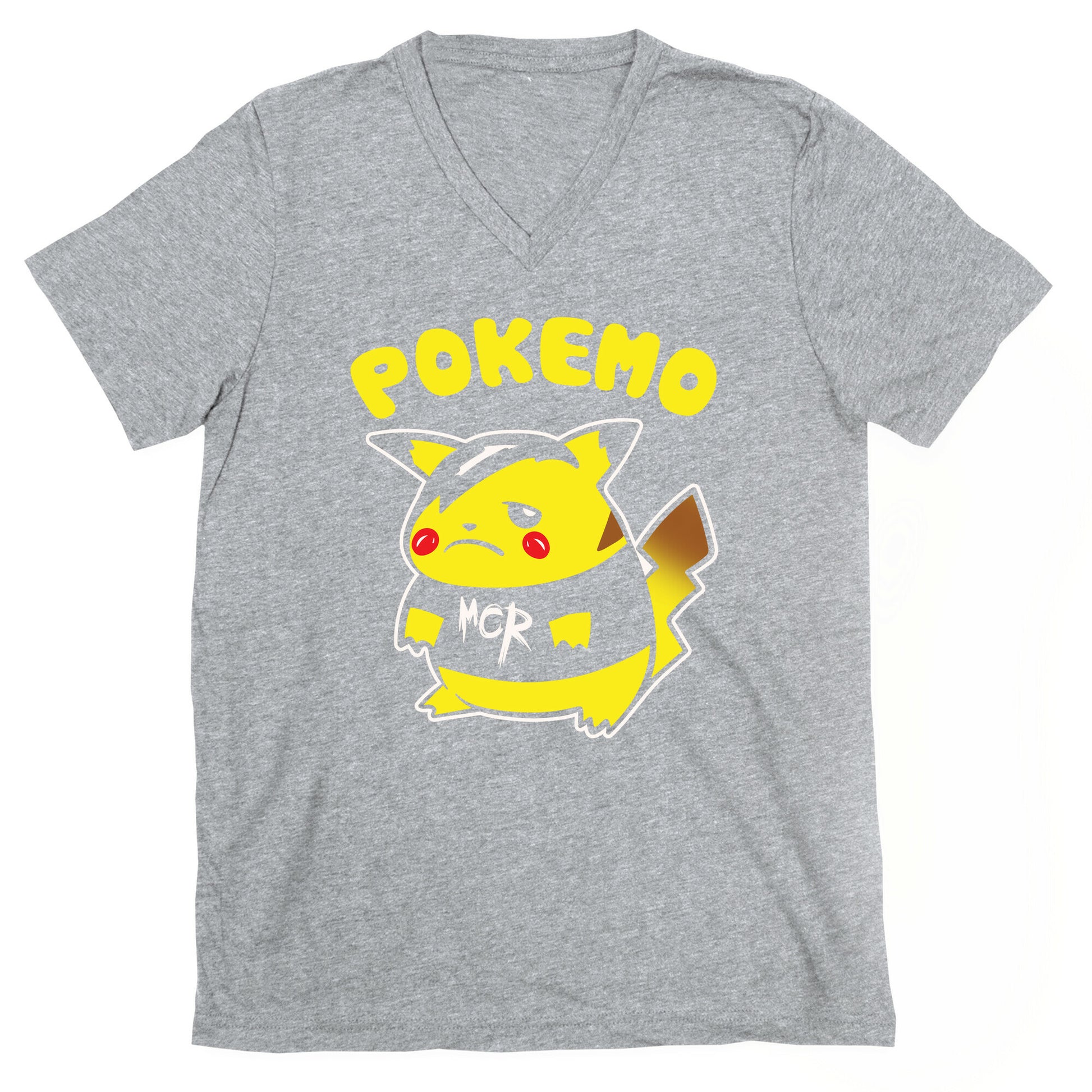 Pokemo Parody White Print V-Neck