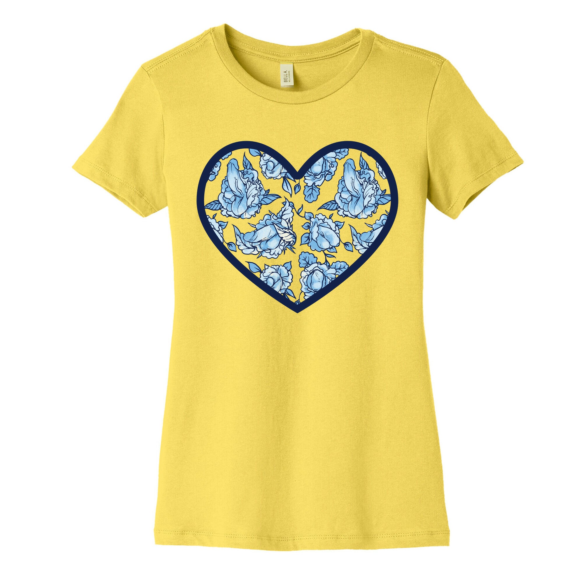 Floral Penis Pattern Heart Women's Cotton Tee