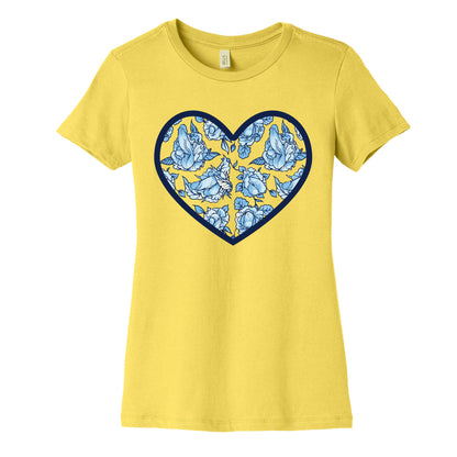 Floral Penis Pattern Heart Women's Cotton Tee
