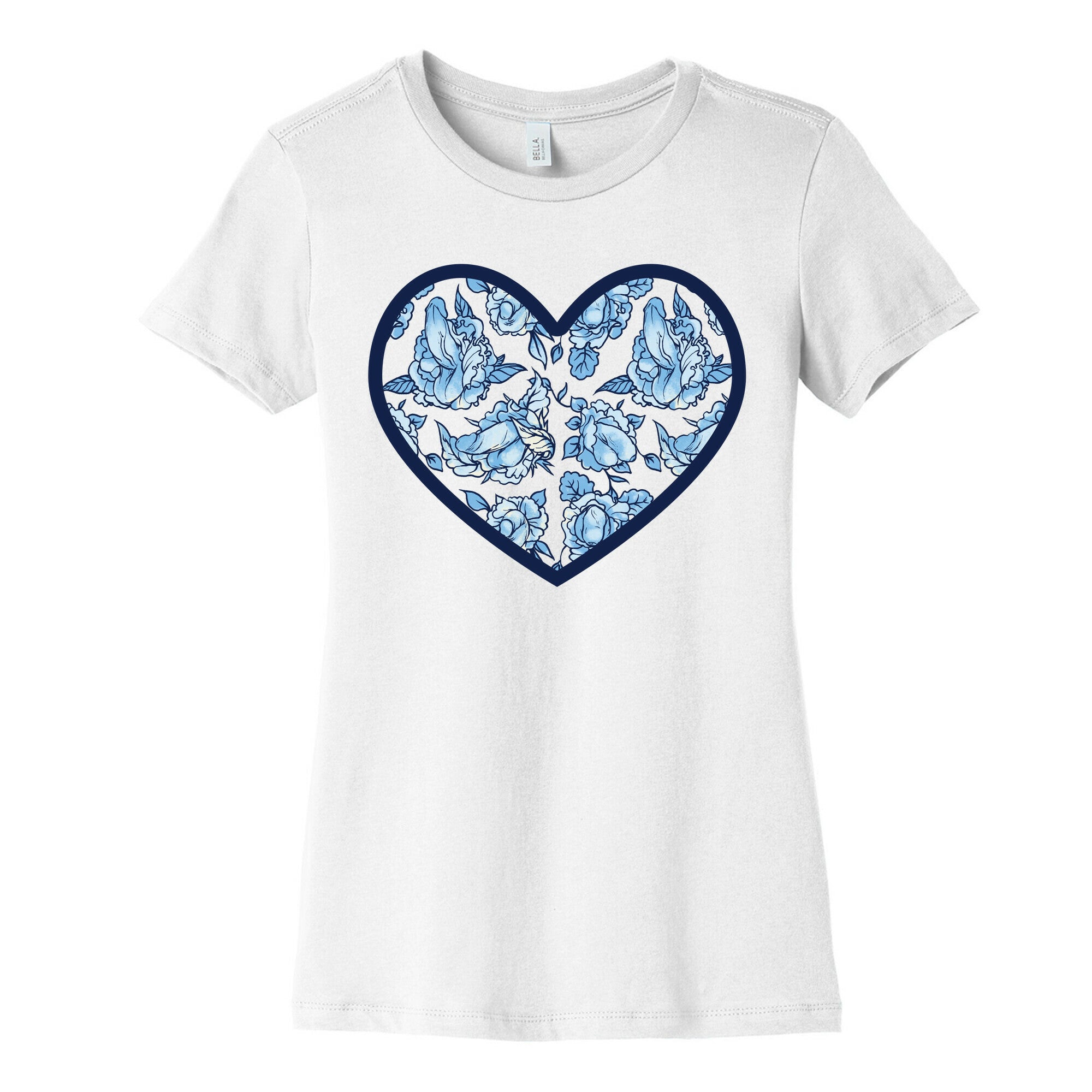 Floral Penis Pattern Heart Women's Cotton Tee