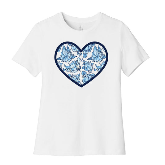 Floral Penis Pattern Heart Women's Cotton Tee
