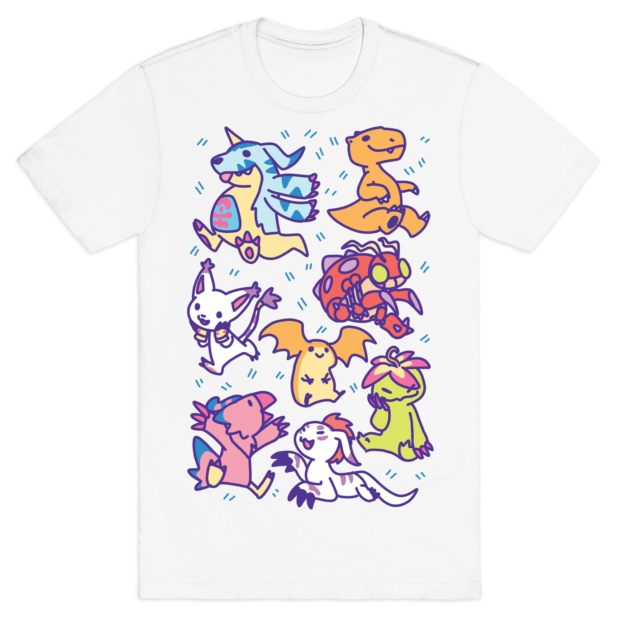 Digital Monsters Pattern T-Shirt