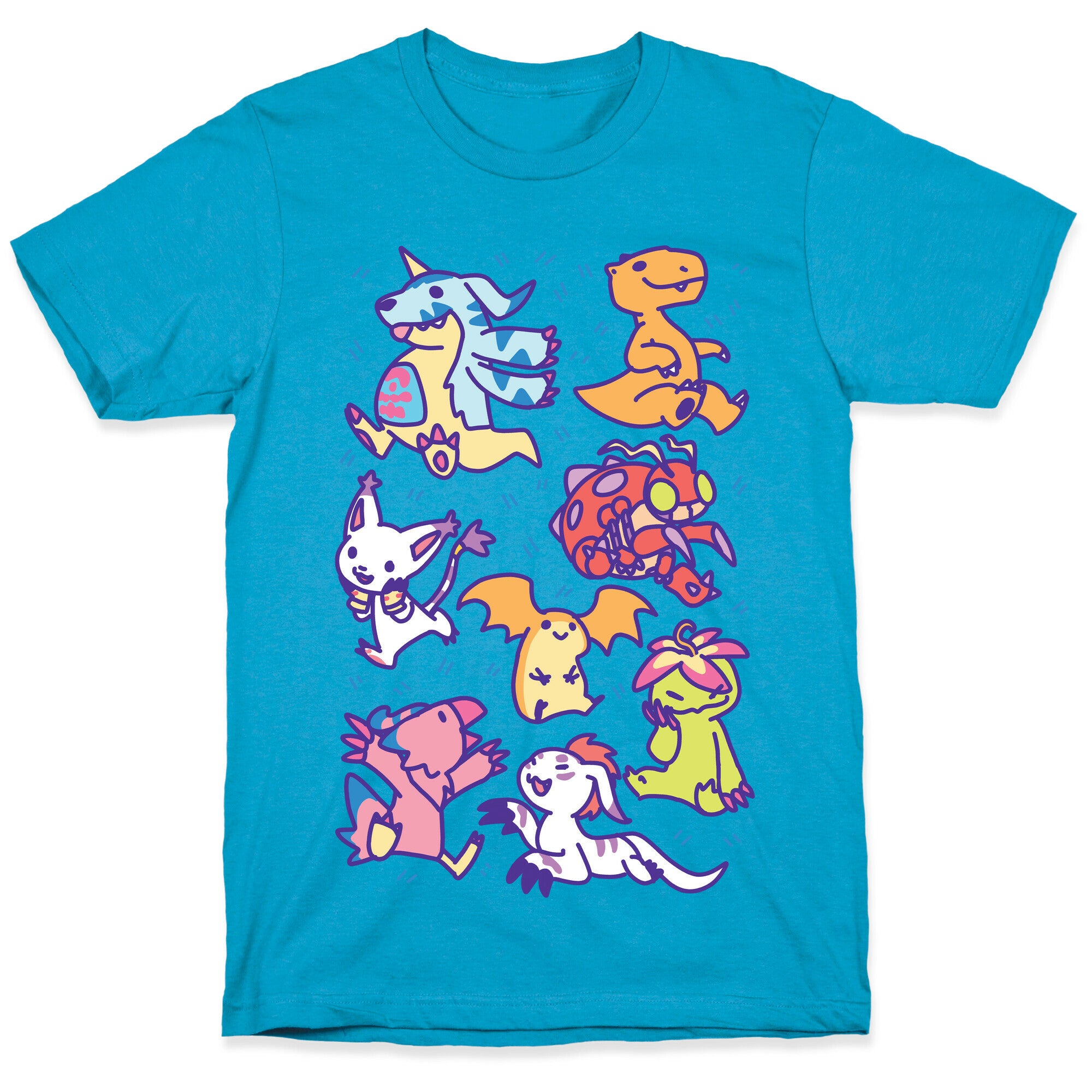 Digital Monsters Pattern Unisex Triblend Tee