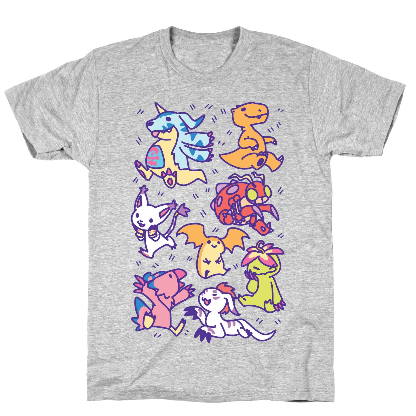 Digital Monsters Pattern T-Shirt