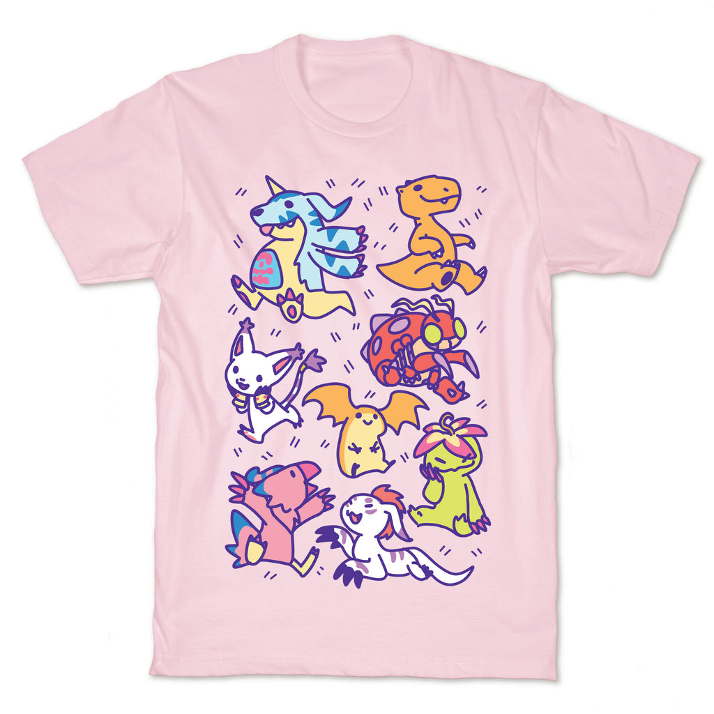 Digital Monsters Pattern T-Shirt