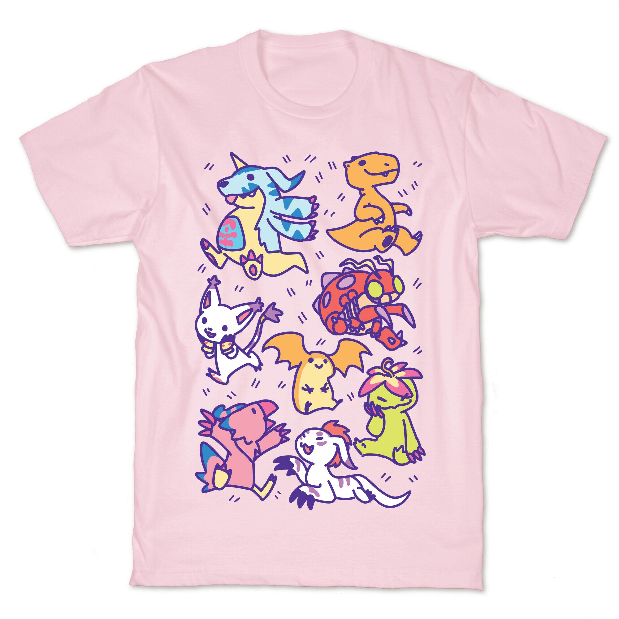 Digital Monsters Pattern T-Shirt