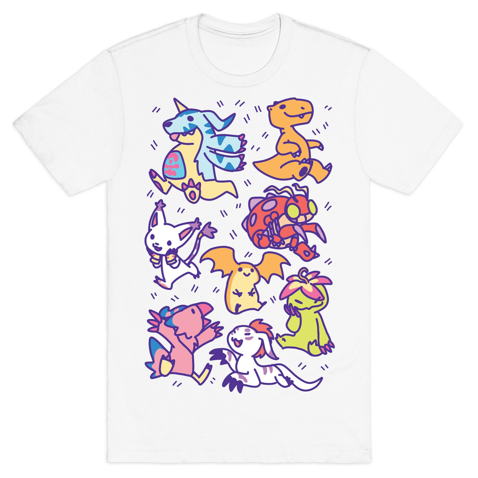 Digital Monsters Pattern T-Shirt