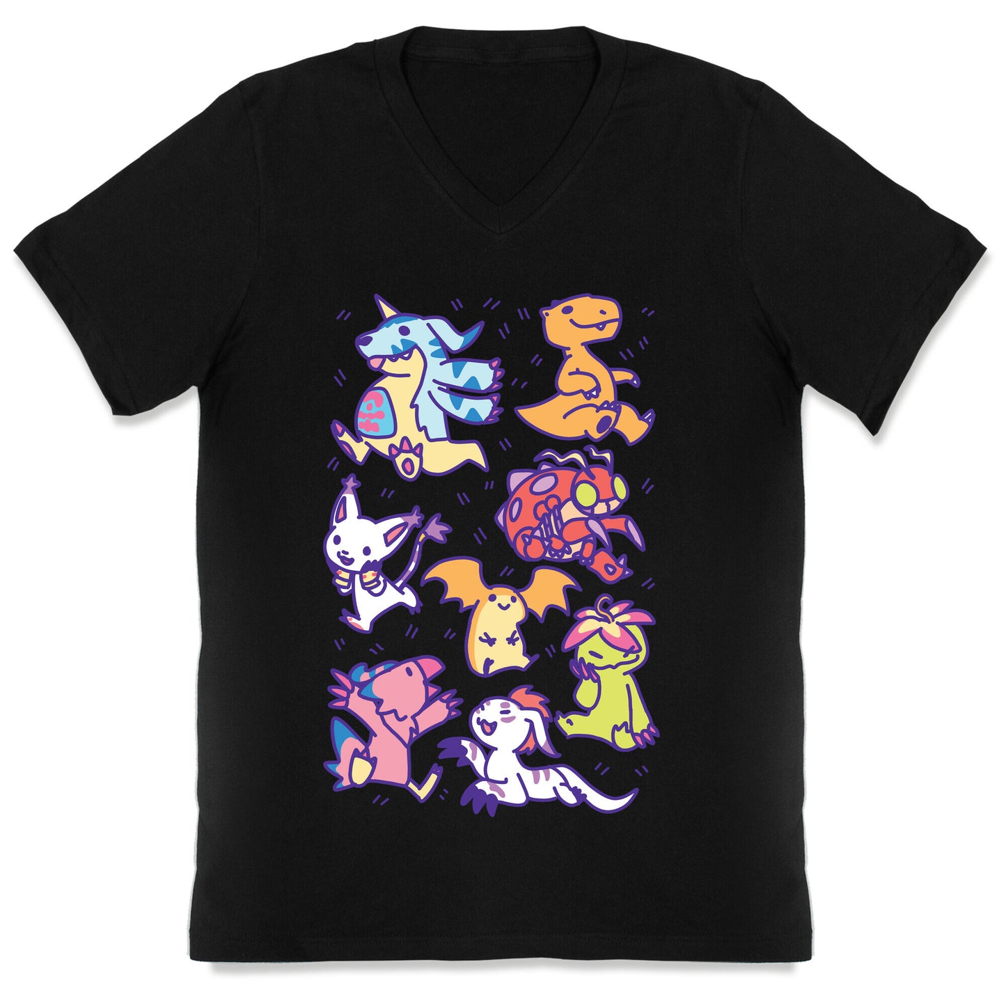 Digital Monsters Pattern V-Neck