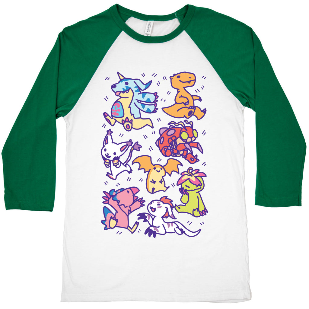 Digital Monsters Pattern Baseball Tee