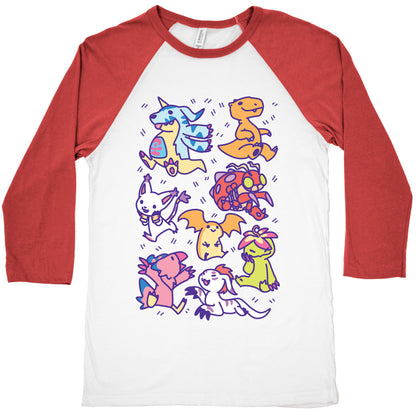 Digital Monsters Pattern Baseball Tee