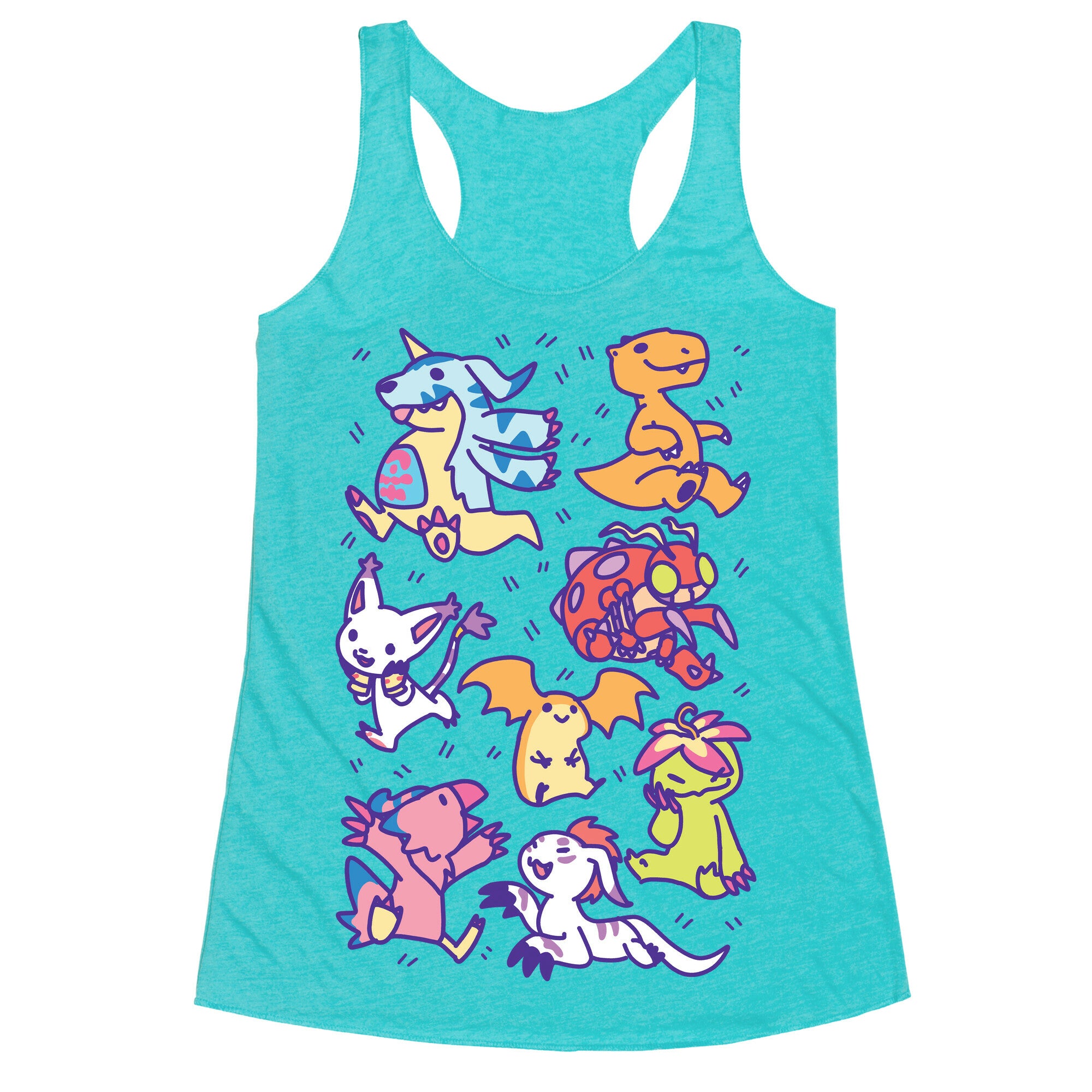 Digital Monsters Pattern Racerback Tank