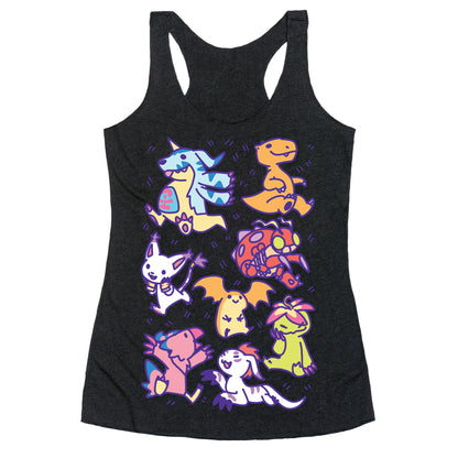 Digital Monsters Pattern Racerback Tank