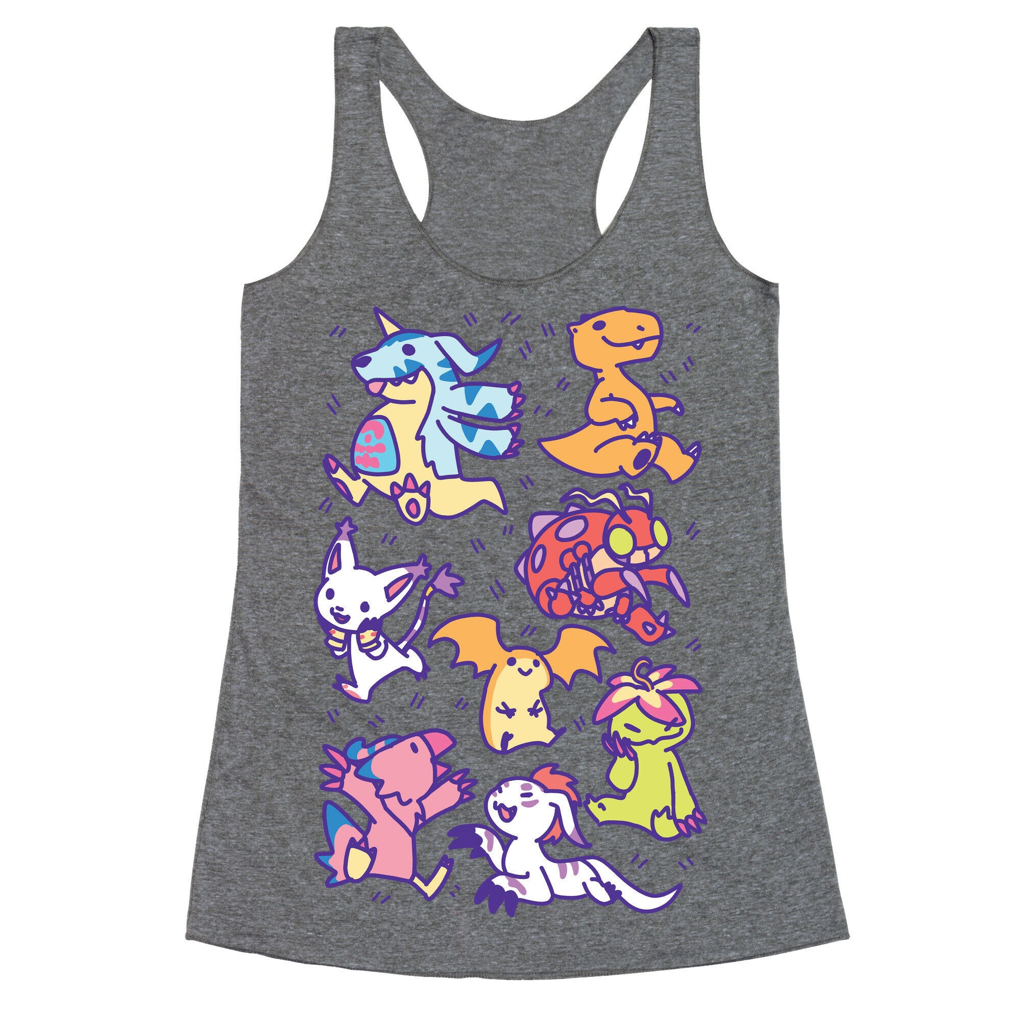 Digital Monsters Pattern Racerback Tank