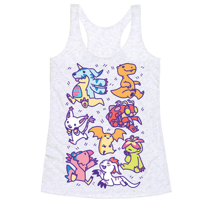 Digital Monsters Pattern Racerback Tank