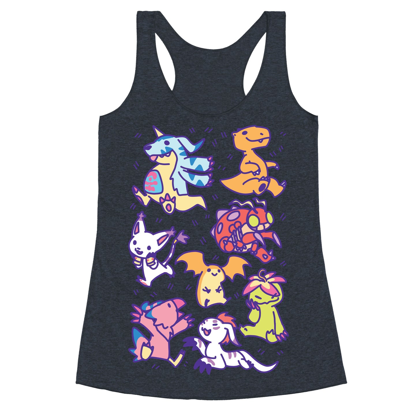 Digital Monsters Pattern Racerback Tank