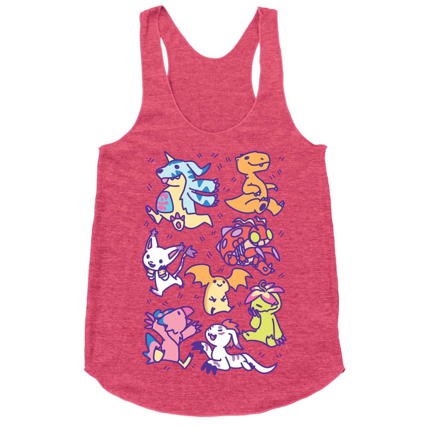 Digital Monsters Pattern Racerback Tank