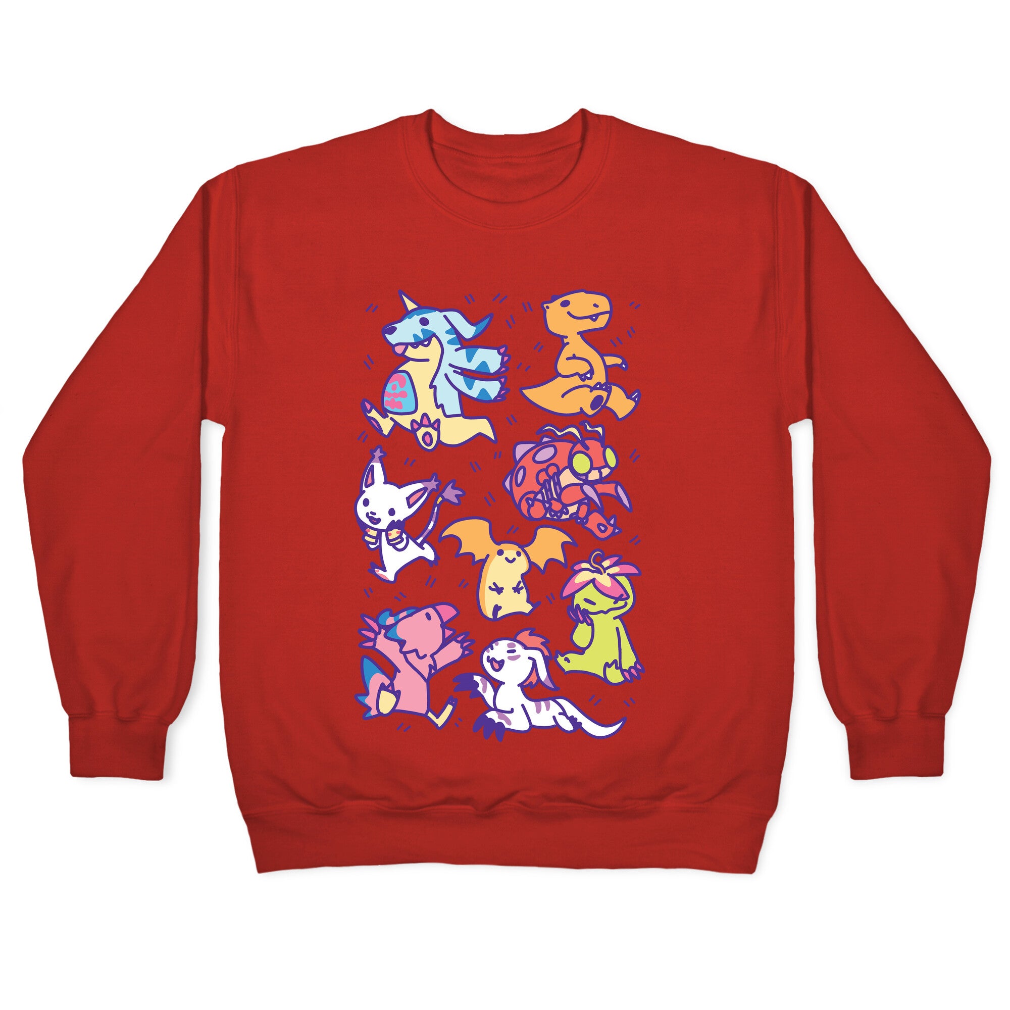 Digital Monsters Pattern Crewneck Sweatshirt
