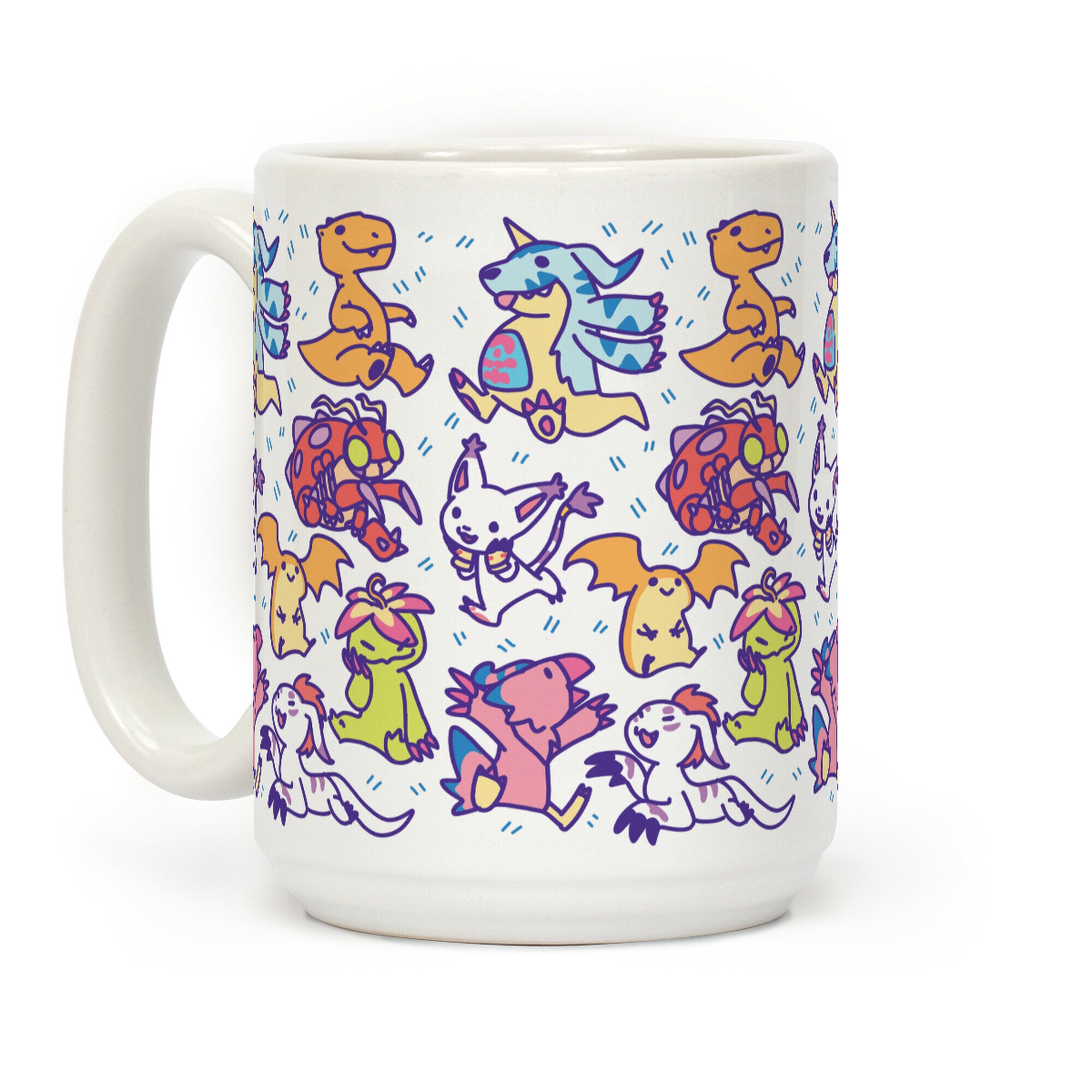 Digital Monsters Pattern Coffee Mug