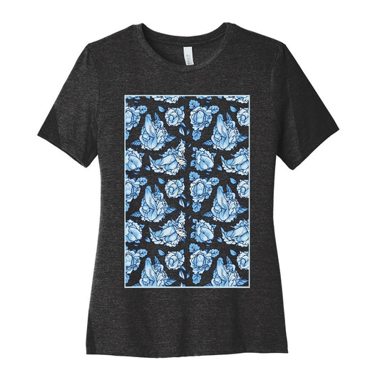Floral Penis Pattern Women's Cotton Tee