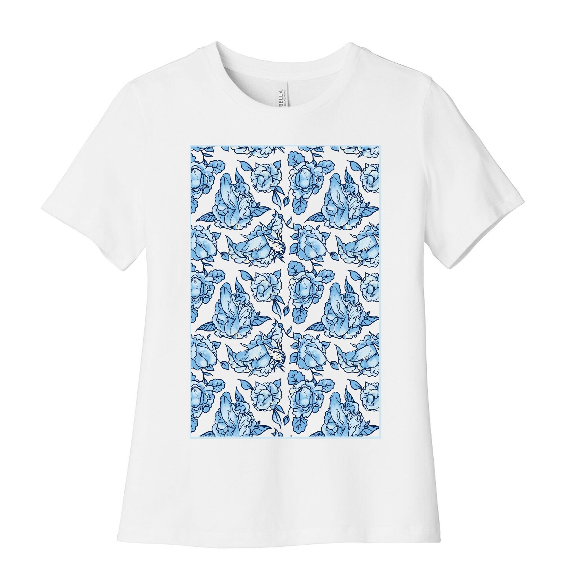 Floral Penis Pattern Women's Cotton Tee