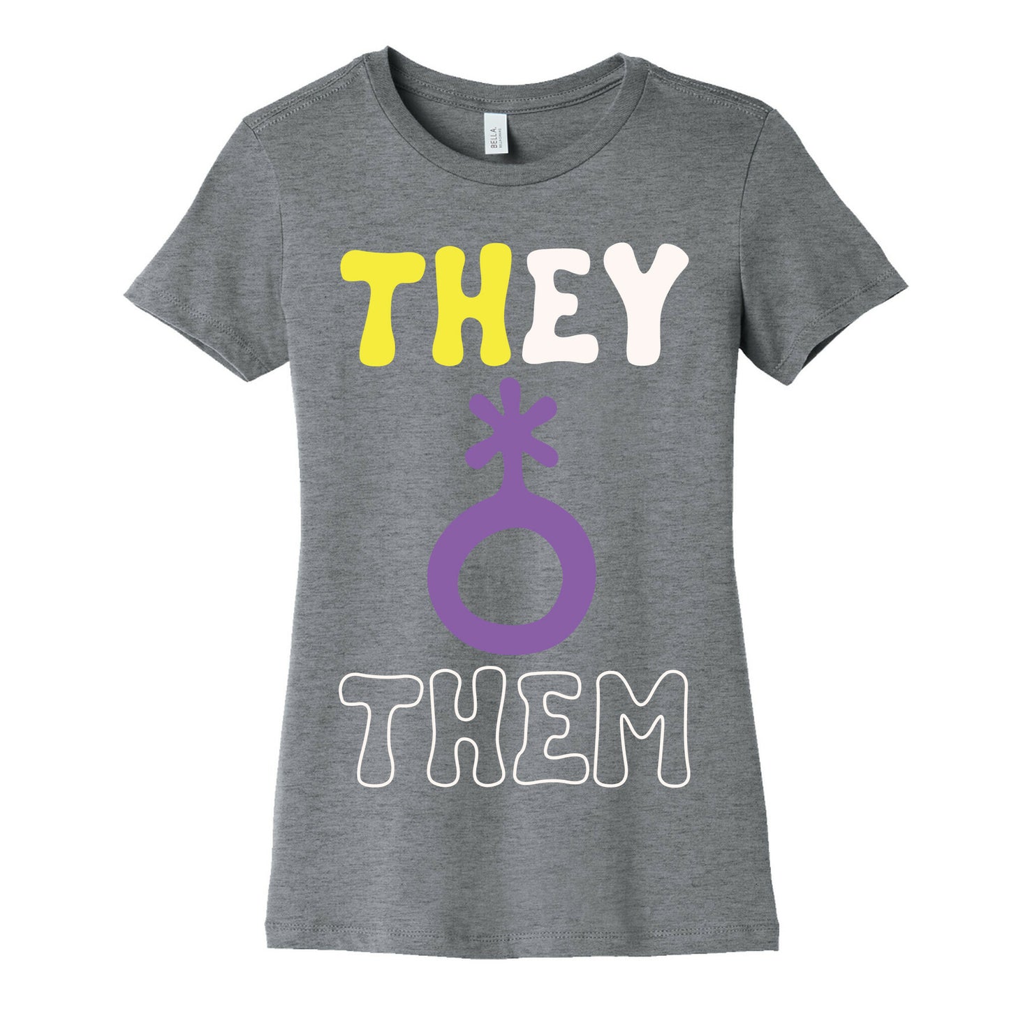 They Them Non Binary White Print Women's Cotton Tee