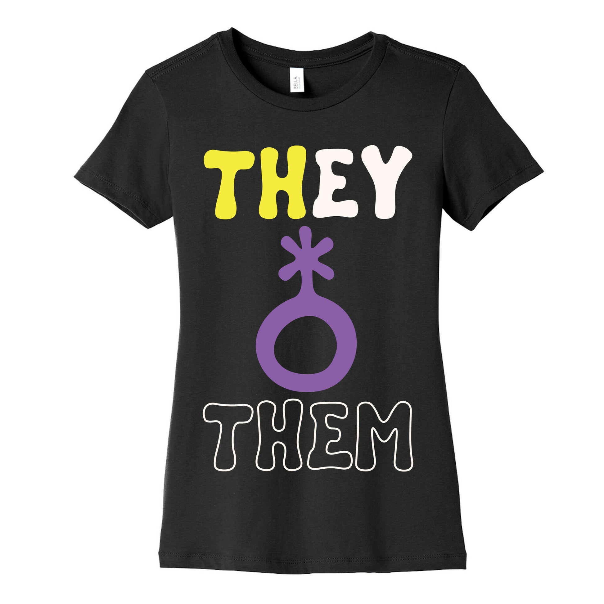 They Them Non Binary White Print Women's Cotton Tee