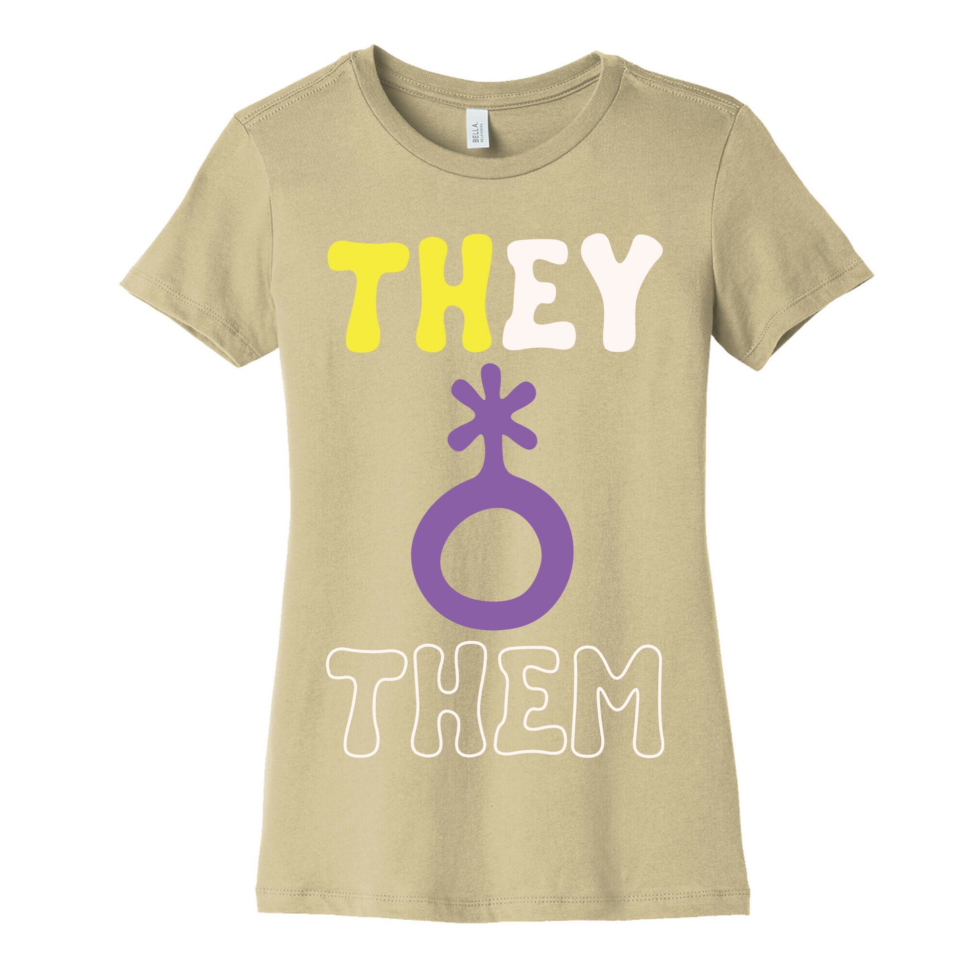 They Them Non Binary White Print Women's Cotton Tee